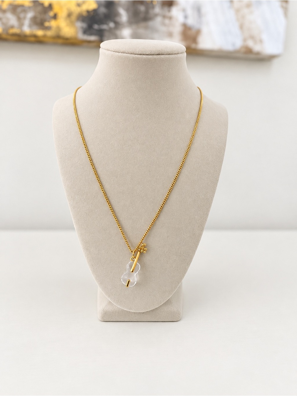 SWAROVSKI Crystal Violin Pendant Necklace - Clear/Gold